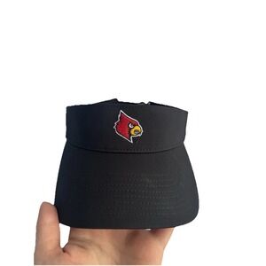 University Of Louisville Cardinals Hat Cap Adidas Visor All Black Adjustable